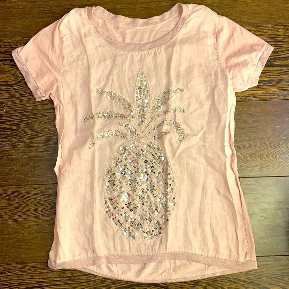 Pink Sequin Pineapple Short Sleeve Tee